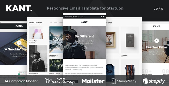 Kant – 面向初创企业的响应式电子邮件：50 多个部分 + MailChimp + Mailster + Shopify Notifications v2.6.0