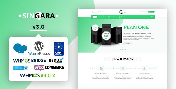 Singara v3.0 – 带有 WHMCS WordPress 主题的多用途主机）