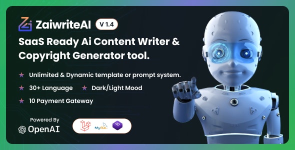 ZaiwriteAI v2.0 – AI 内容编写器和版权生成器工具，SAAS