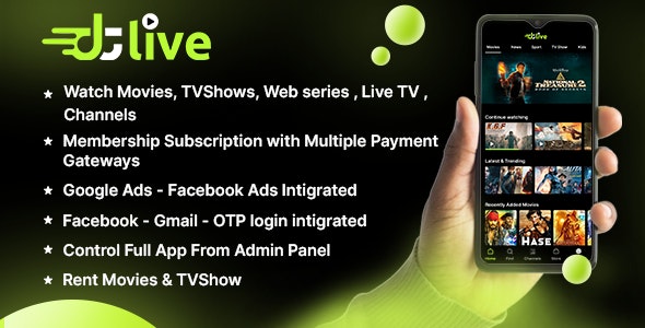 DTLive v3.0 – 电影 – 电视剧 – 直播电视 – 频道 – OTT – Android 应用 | Laravel 管理面板