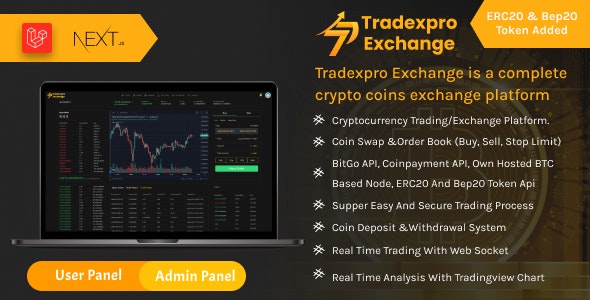 Tradexpro Exchange v1.8 – 加密买卖和交易平台，支持 ERC20 和 BEP20 代币