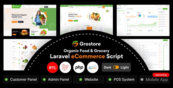 GroStore v4.0（已汉化） – 带有管理仪表板的食品和杂货 Laravel 电子商务