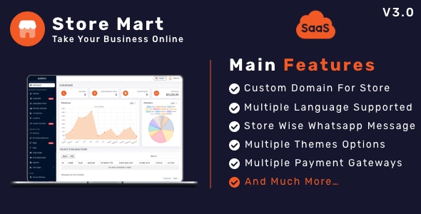 StoreMart SaaS v3.9 – 在线产品销售 SaaS 业务网站生成器