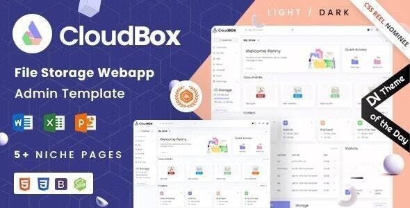 CloudBox  v1.0.1 – VueJS, HTML File Storage Admin Dashboard Template