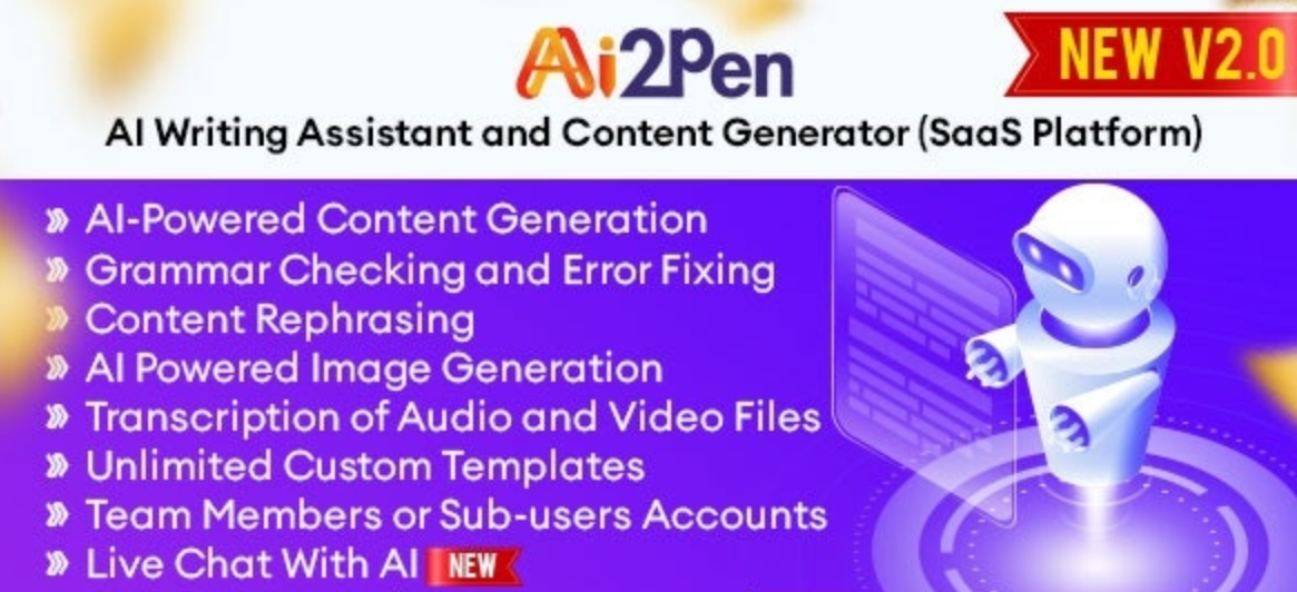 Ai2Pen v4.4 – 人工智能写作助手和内容生成器（SaaS 平台）