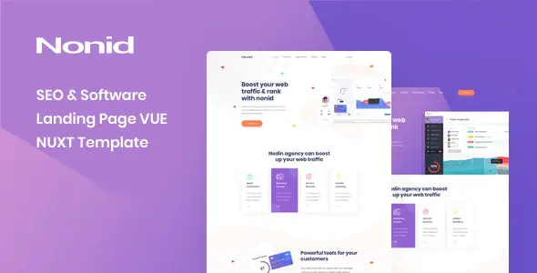 Nonid v1.0 – Vue Nuxt SEO 和软件登陆页面模板