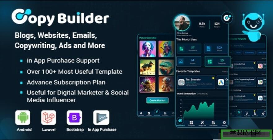 Copy Builder v2.0 – OpenAI ChatGPT AI Writing Assistant, AI Image Generator, and Content Creator as SaaS