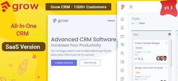 Grow CRM SaaS v2.5（后台已汉化90%） – Laravel Project Management – Multitenancy