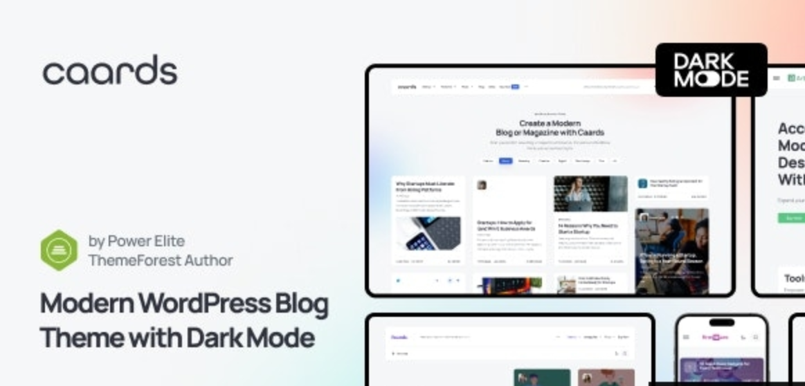 Caards v1.0.4  – Modern Blog & Magazine WordPress Theme with Dark Mode