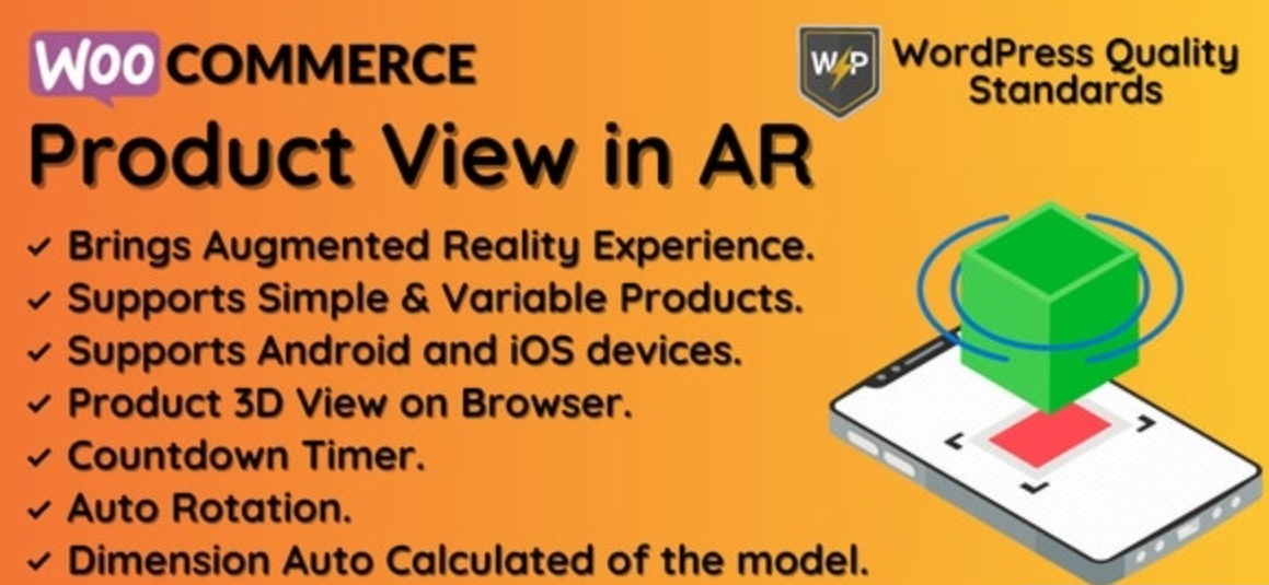 WooCommerce Product View in AR (Augmented Reality) v1.2.2 – 3D Product View