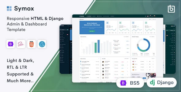 Symox v1.0 – Django 管理和仪表板模板