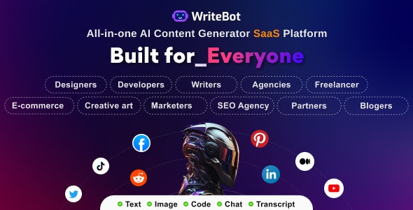 WriteBot v4.7.0（已汉化） – AI 内容生成器 SaaS 平台