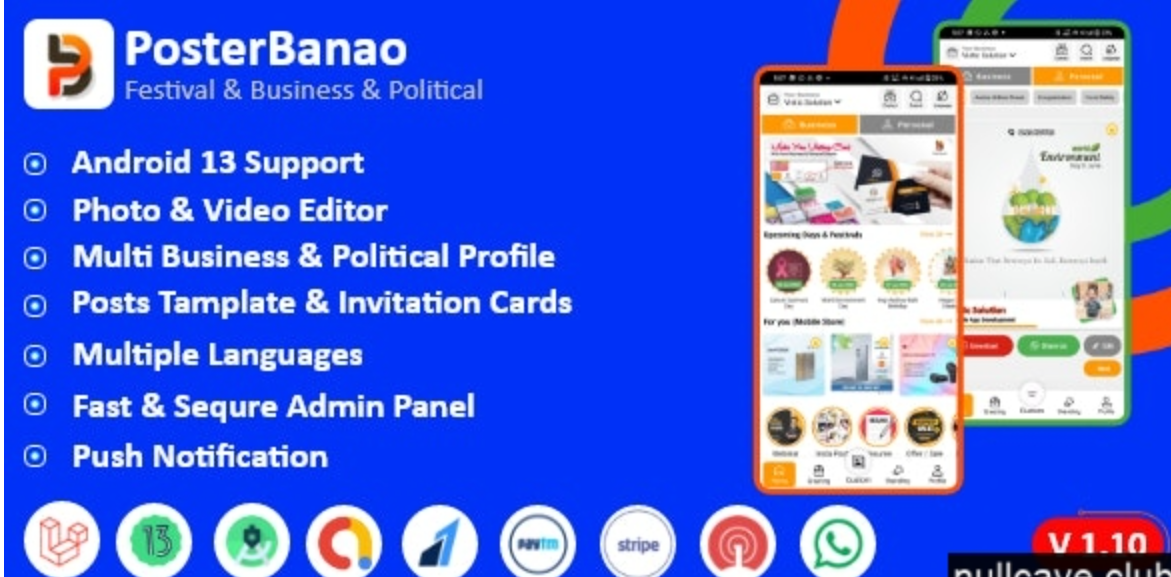 Poster Banao v2.0 – Poster Maker ,Festival & Business & Political , AdBanao Clone Poster Maker App