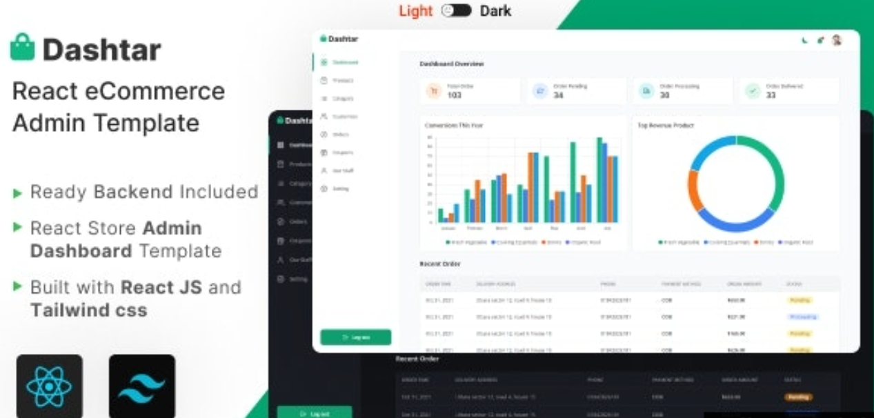 Dashtar v4.0.1 – React 电子商务管理模板