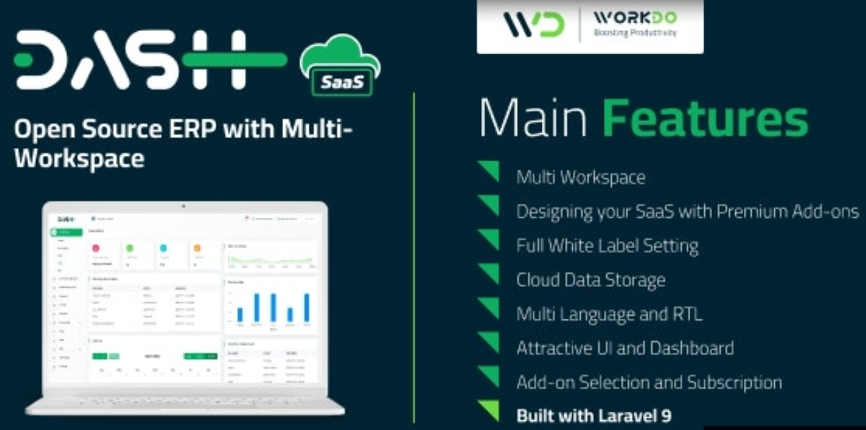 WorkDo Dash SaaS v5.2（已汉化85%） – Open Source ERP with Multi-Workspace