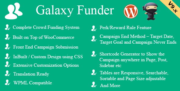 Galaxy Funder v12.0（已汉化） – WooCommerce Crowdfunding System | Marketing