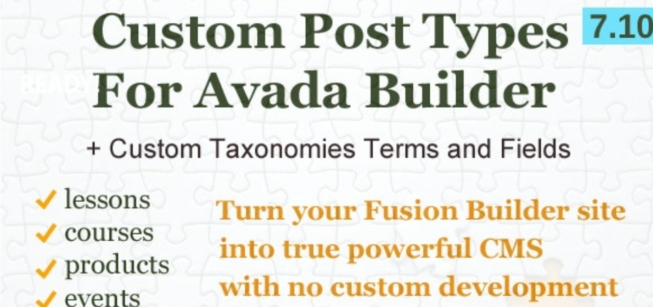 Custom Post Types Taxonomies and Fields for Avada Builder v7.11.0