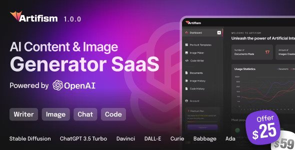 Artifism v2.9.0 – AI Content & Image Generator SaaS