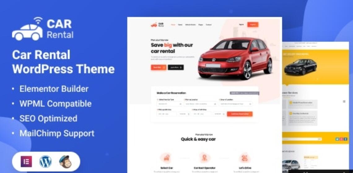 Car Rental v4.2 – WordPress Theme Landing Page