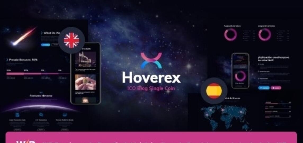 Hoverex v1.5.8 – Cryptocurrency, NFT & ICO WordPress Theme + Spanish