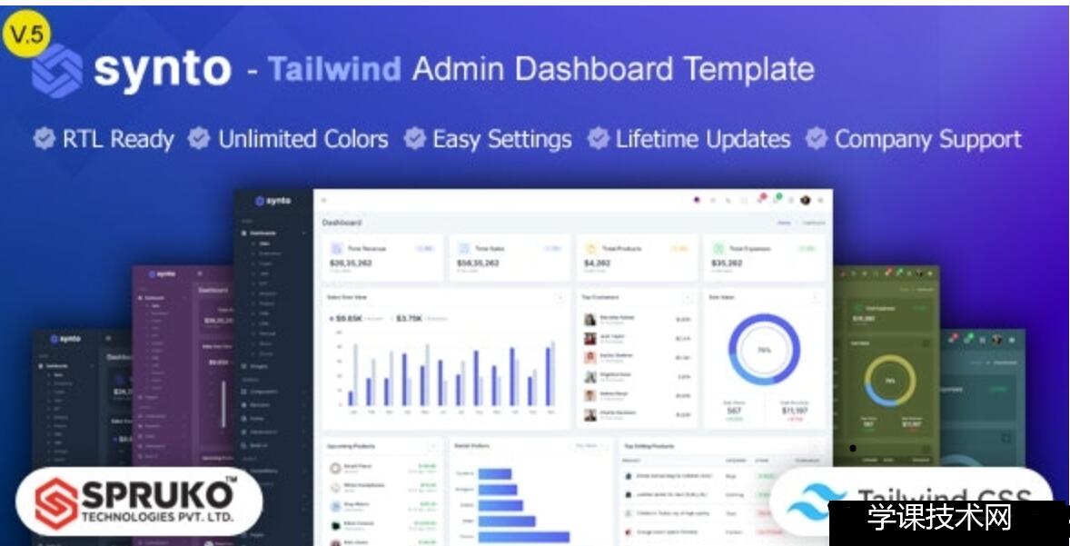 Synto v5.0 – Tailwind HTML Admin Dashboard Template