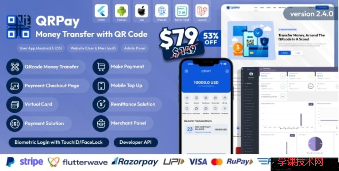 QRPay v4.9.0 – Money Transfer with QR Code Full Solution