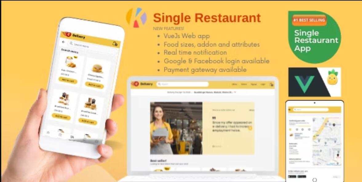 Karenderia Single Restaurant Website Food Ordering and Restaurant Panel v1.0.3