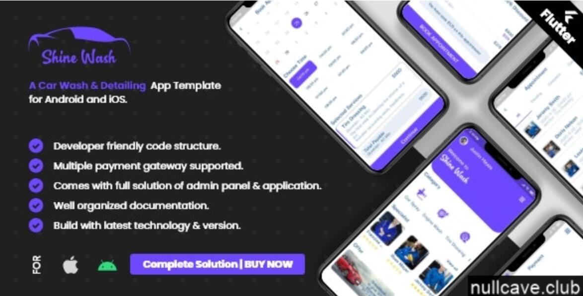 Car Wash Booking System with mobile apps android | Ios | Flutter v2.5