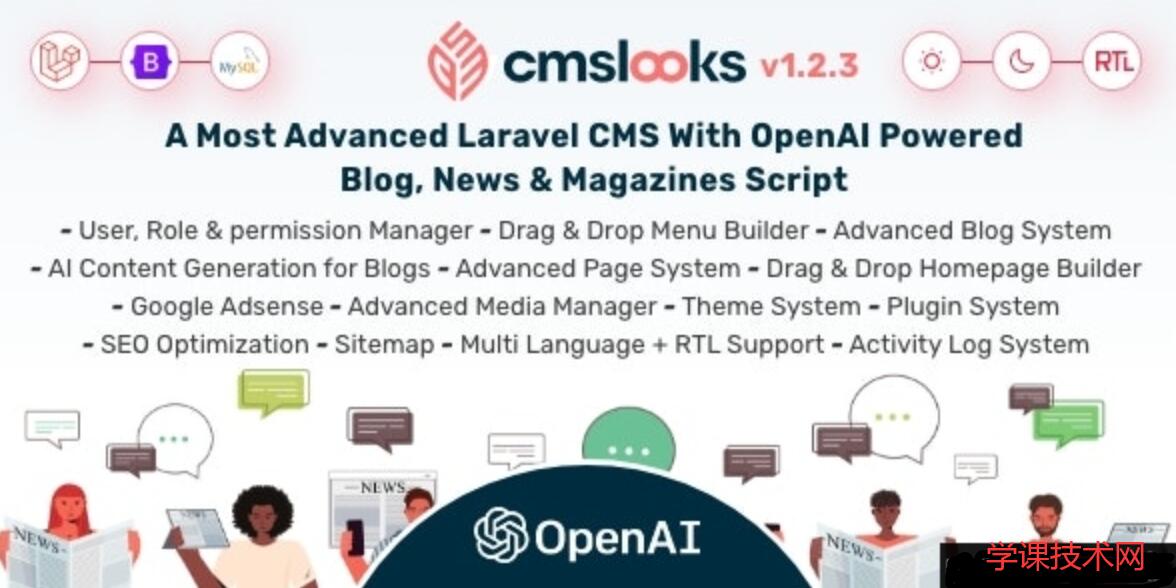 CMSLooks v1.2.1 – Laravel CMS 与 OpenAI 支持的博客、新闻和杂志源码