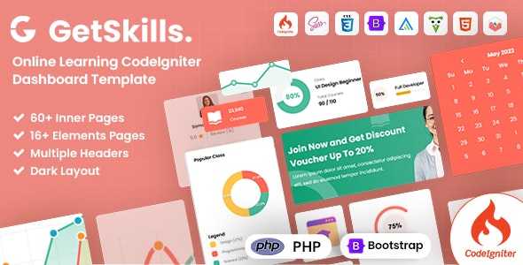 GetSkills v1.1 – 在线学习 Codeigniter 管理仪表板