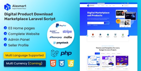 Alasmart v3.0.0 – 数字产品下载市场 Laravel源码