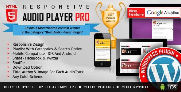 Responsive HTML5 Audio Player PRO  v3.5.7（已汉化） – WordPress音频播放器插件