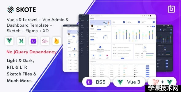 Skote v4.1.2 – Vuejs + Laravel Admin & Dashboard Template + Sketch