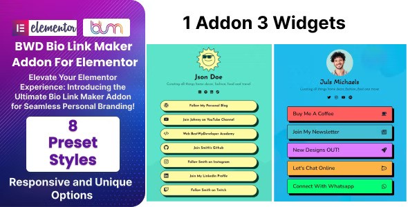 BWD Bio Link Maker Addon For Elementor v1.0