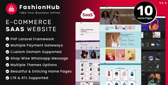 FashionHub SaaS v3.6 – 无缝在线业务的电子商务网站构建器