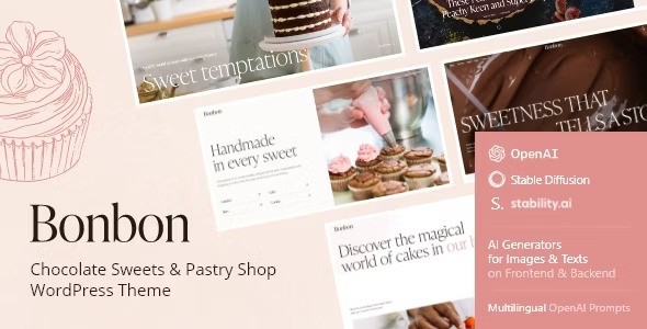 Bonbon v1.1 – 巧克力糖果糕点店 WordPress 主题 + AI