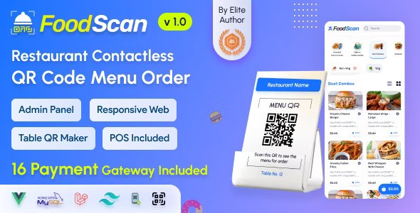 FoodScan v1.6 – Qr Code Restaurant Menu Maker and Contactless Table Ordering System with Restaurant POS