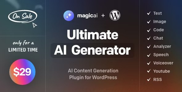 MagicAI for WordPress v1.4 – AI Text, Image, Chat, Code, and Voice Generator