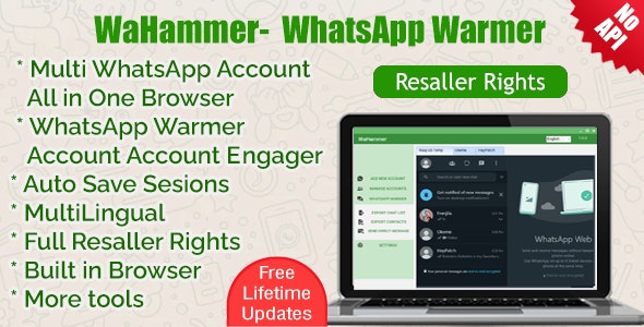 WAHammer V1.3.0 – MULTI WHATSAPP ACCOUNT BROWSER + WHATSAPP WARMER / ACCOUNT ENGAGER (FULL RESALLER)