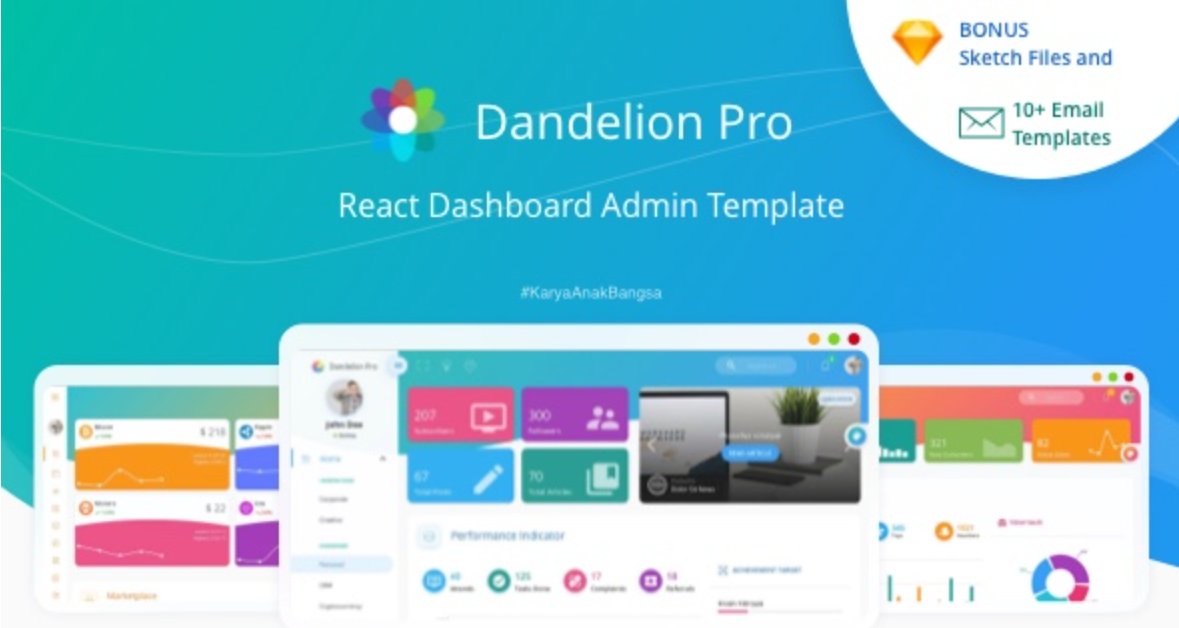 Dandelion Pro v2.5.5 – React 管理仪表板模板