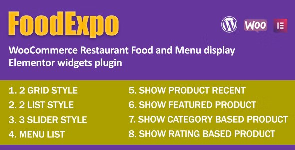 FoodExpo v1.0 – WooCommerce 餐厅食品菜单显示 Elementor 小部件插件