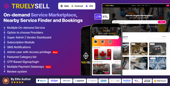 TruelySell v2.3.4  – On Demand Handyman Services, Nearby Service Booking Software (Web + Android + iOS)