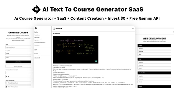 Ai Course Generator v2.0 – Text To Course SaaS Ai Video