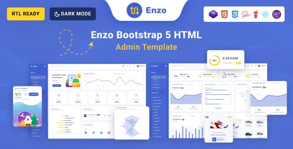 ENZO v3 April 2024 – Bootstrap 5,Angular, React, Vue Js & Asp.Net Admin Dashboard Template