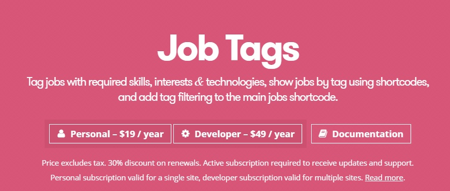 WP Job Manager Job Tags Add-on v2.3.0独家破解（已汉化）