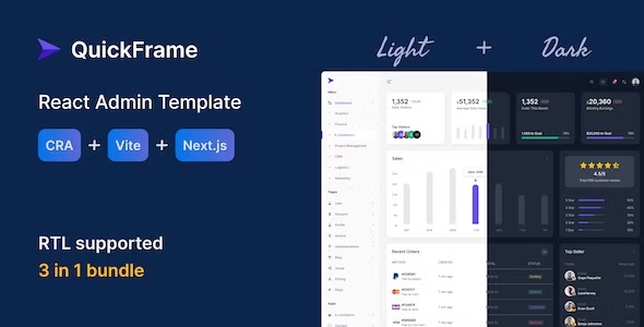 Quickframe V1.0 – React Admin Template (Next.Js, Vite & Cra)