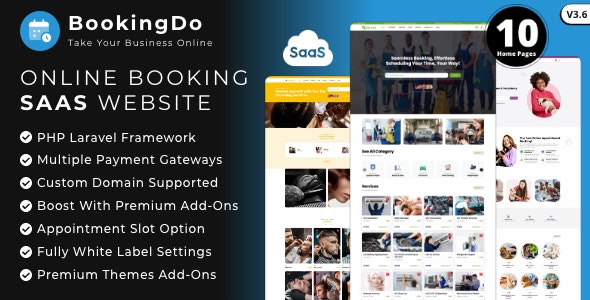 BookingDo SaaS v3.6 – 多业务预约安排和服务预订网站构建器