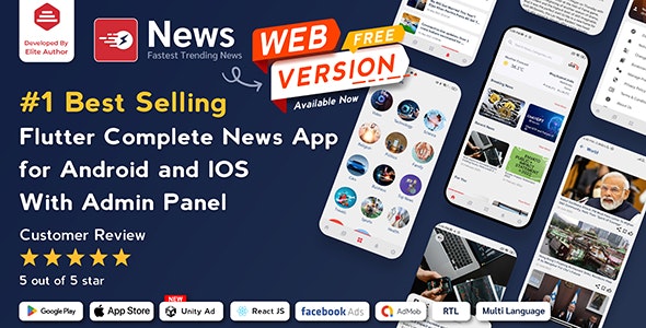 News App and Web v3.1.8 – Flutter News App for Android and IOS App | News Website with Admin panel