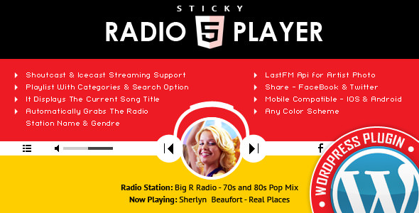 Sticky Radio Player v3.4 – WordPress 播放器插件