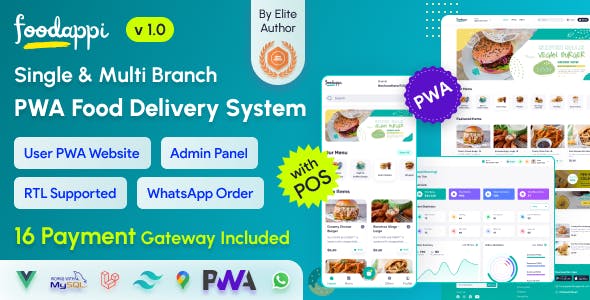 FoodAppi v1.1 – PWA Food Delivery System and WhatsApp Menu Ordering with Admin Panel | Restaurant POS